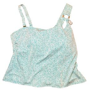 Time and Tru Aqua Print Tankini Swimsuit Top with Ring Detail